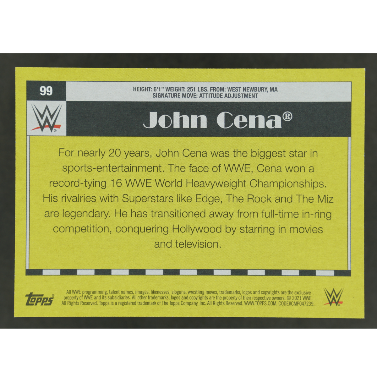 John Cena 2021 Topps 20/25 #99