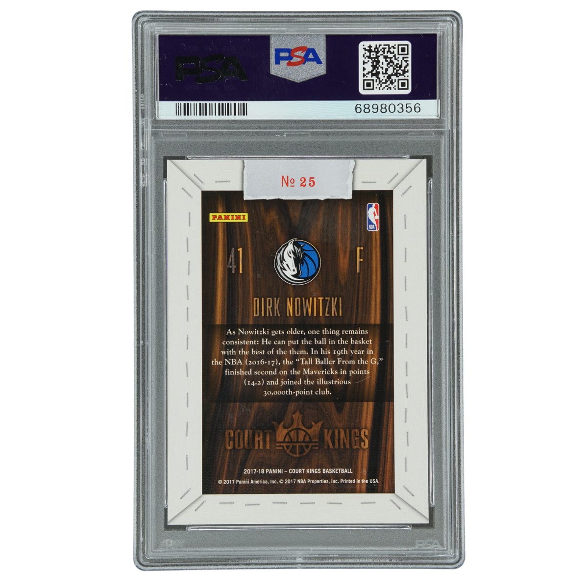 Dirk Nowitzki 2017 Court Kings Blank Slate PSA 10 #25