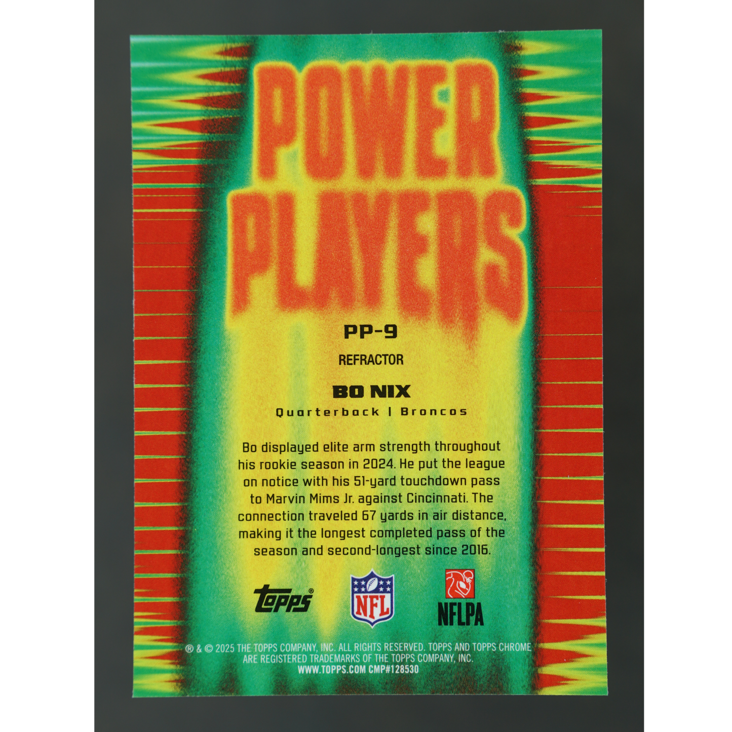 Bo Nix 2025 Chrome Power Players Refractor #PP-9