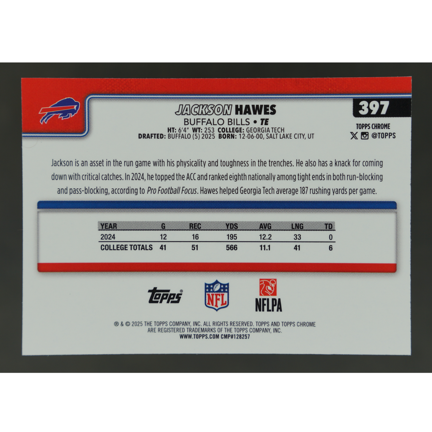 Jackson Hawes 2025 Chrome RC 88/150 #397