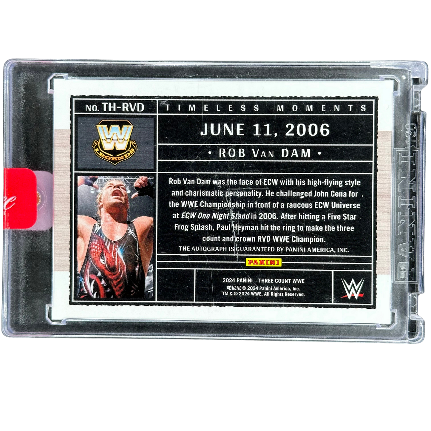 Rob Van Dam 2024 Three Count Timeless Moments Auto 56/99 #TH-RVD