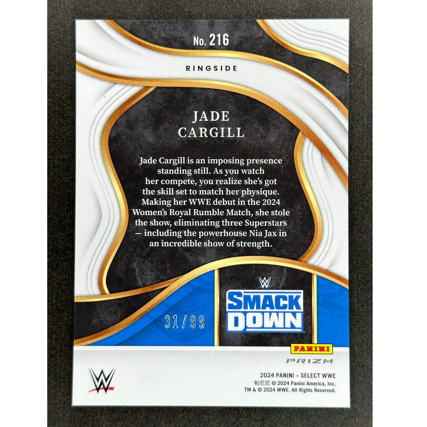 Jade Cargill 2024 Select Ringside 31/99 #216