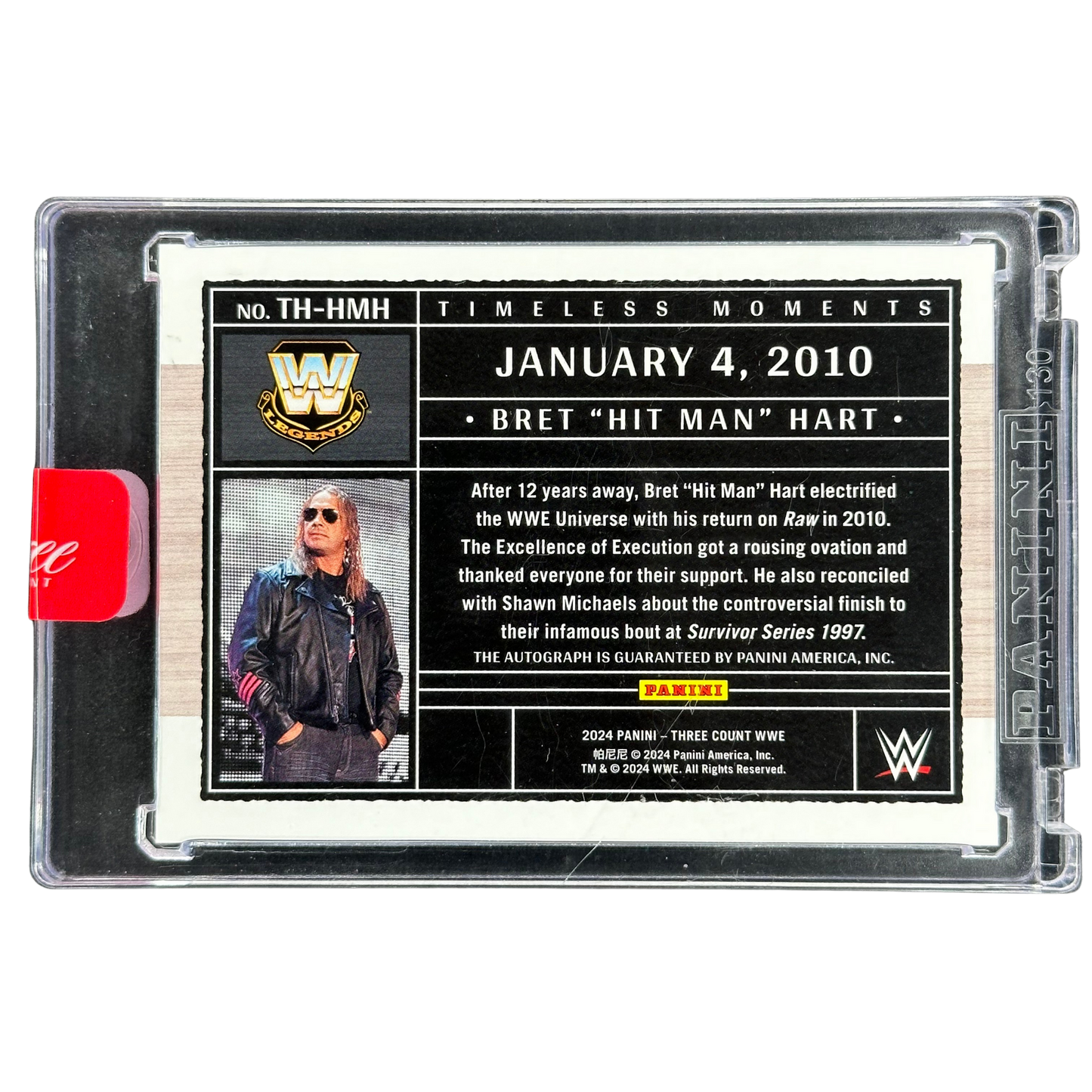 Bret "Hit Man" Hart 2024 Three Count Timeless Moments Auto 2/3 #TH-HMH