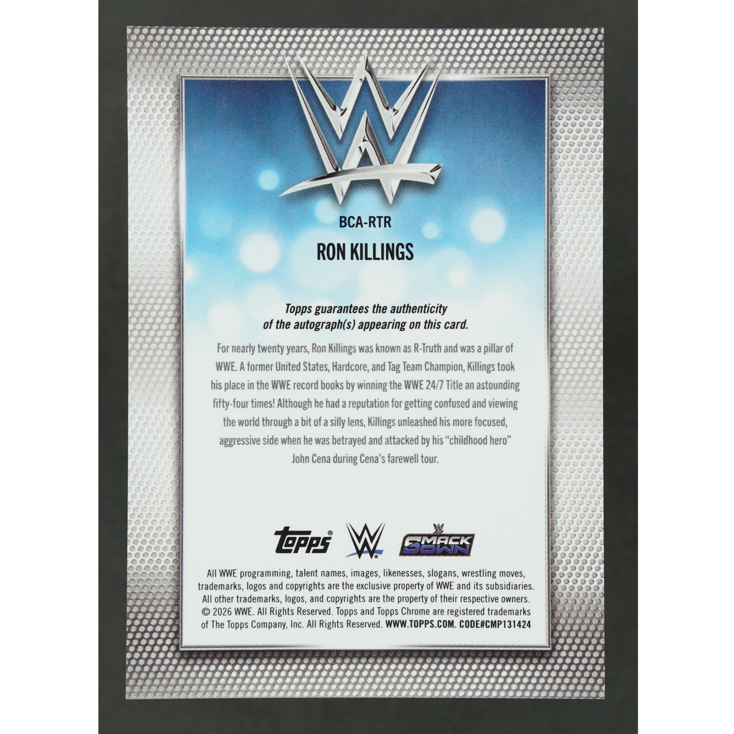 Ron Killings 2026 Chrome Refractor Auto #BCA-RTR