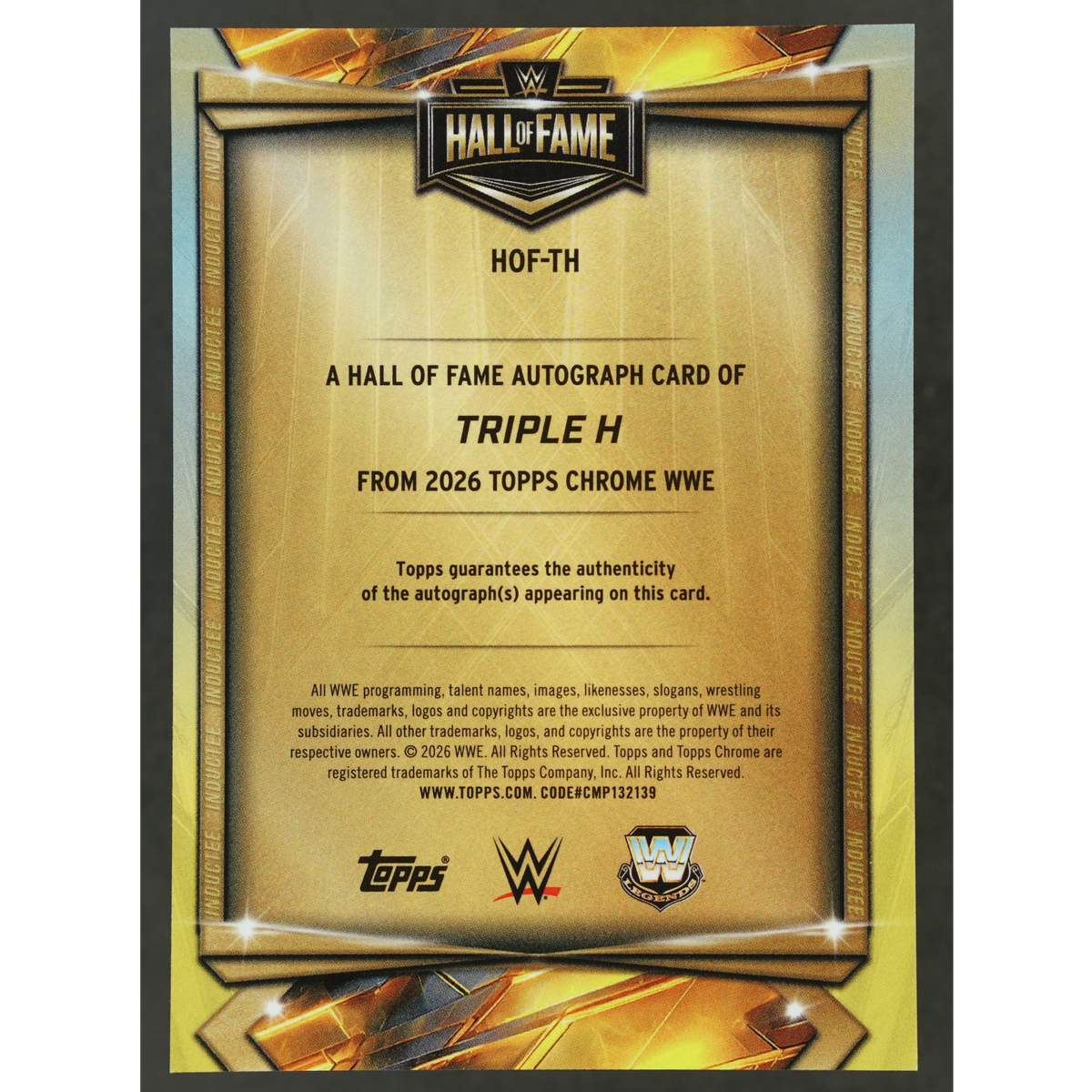 Triple H 2026 Chrome Hall of Fame Auto 2/10 #HOF-TH