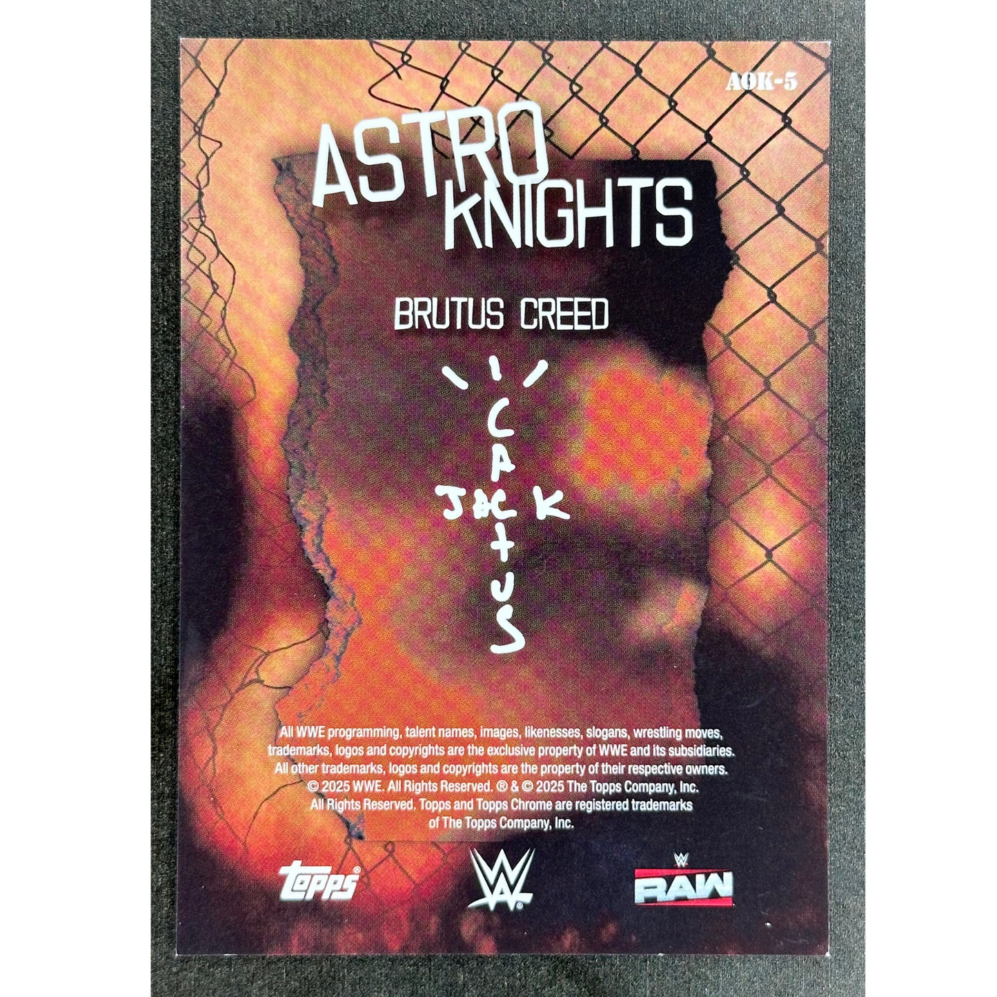 Brutus Creed 2025 Cactus Jack Astro Knights 7/25 #AOK-5