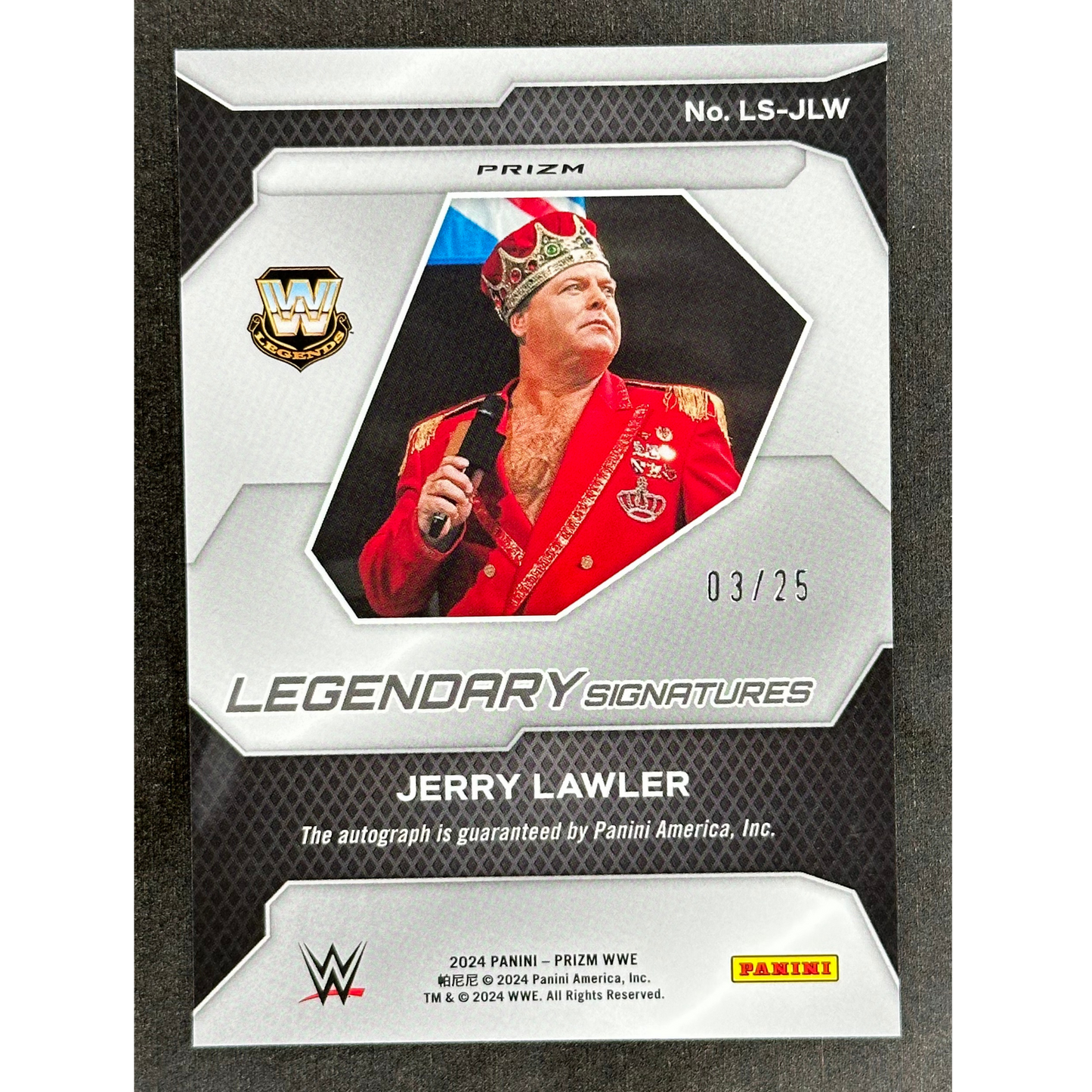 Jerry Lawler 2024 Prizm Legendary Signatures Mojo Auto 3/25 #LS-JLW