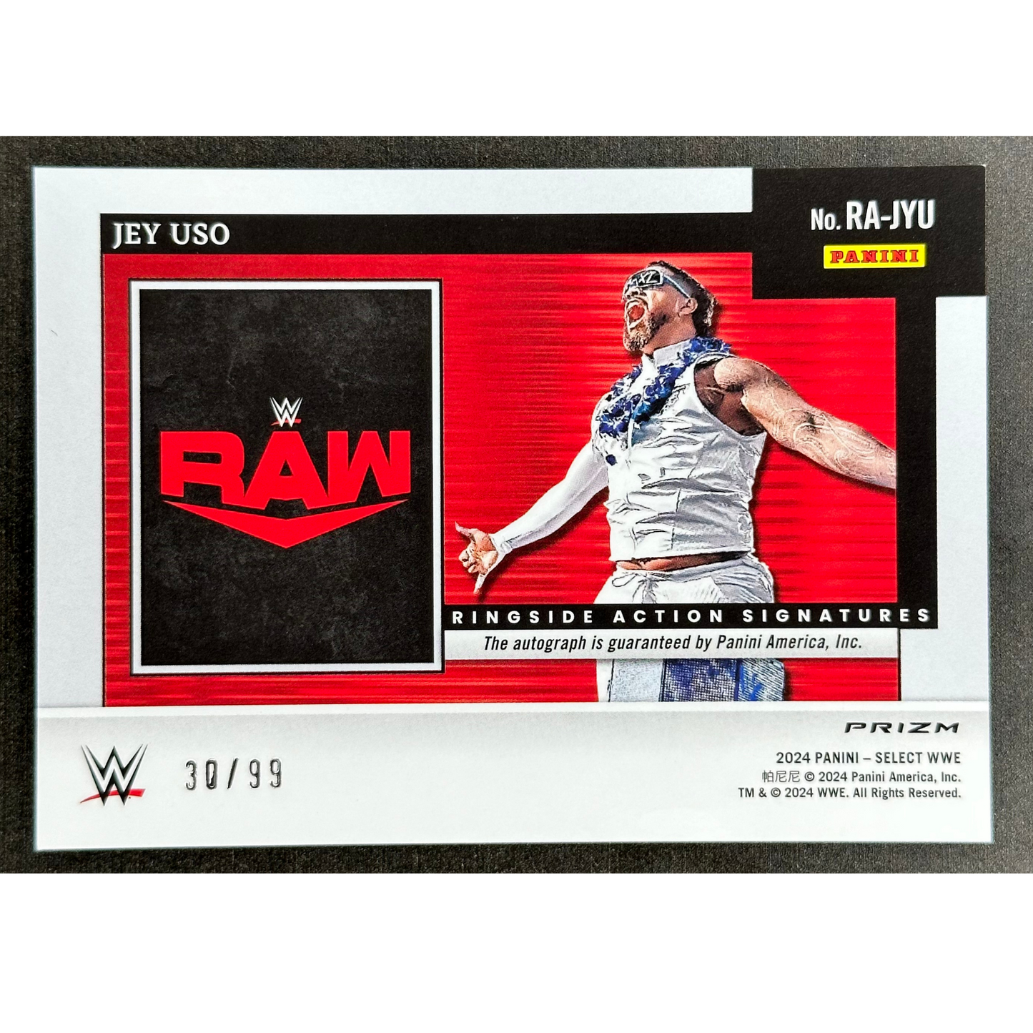 Jey Uso 2024 Select Ringside Action Signature Auto 30/99 #RA-JYU