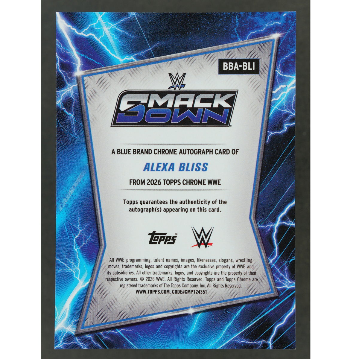Alexa Bliss 2026 Chrome Blue Brand Auto Orange 17/25 #BBA-BLI