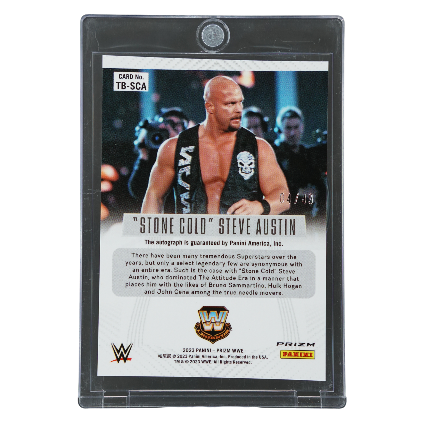 "Stone Cold" Steve Austin 2023 Prizm Throwback Blue Auto 4/49 #TB-SCA
