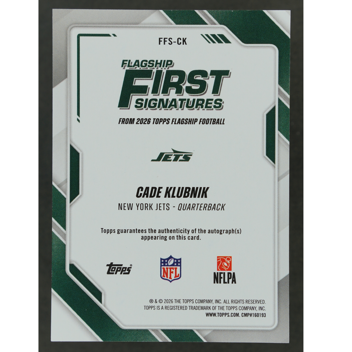Cade Klubnik 2026 Topps RC Auto Flagship First Signatures #FFS-CK