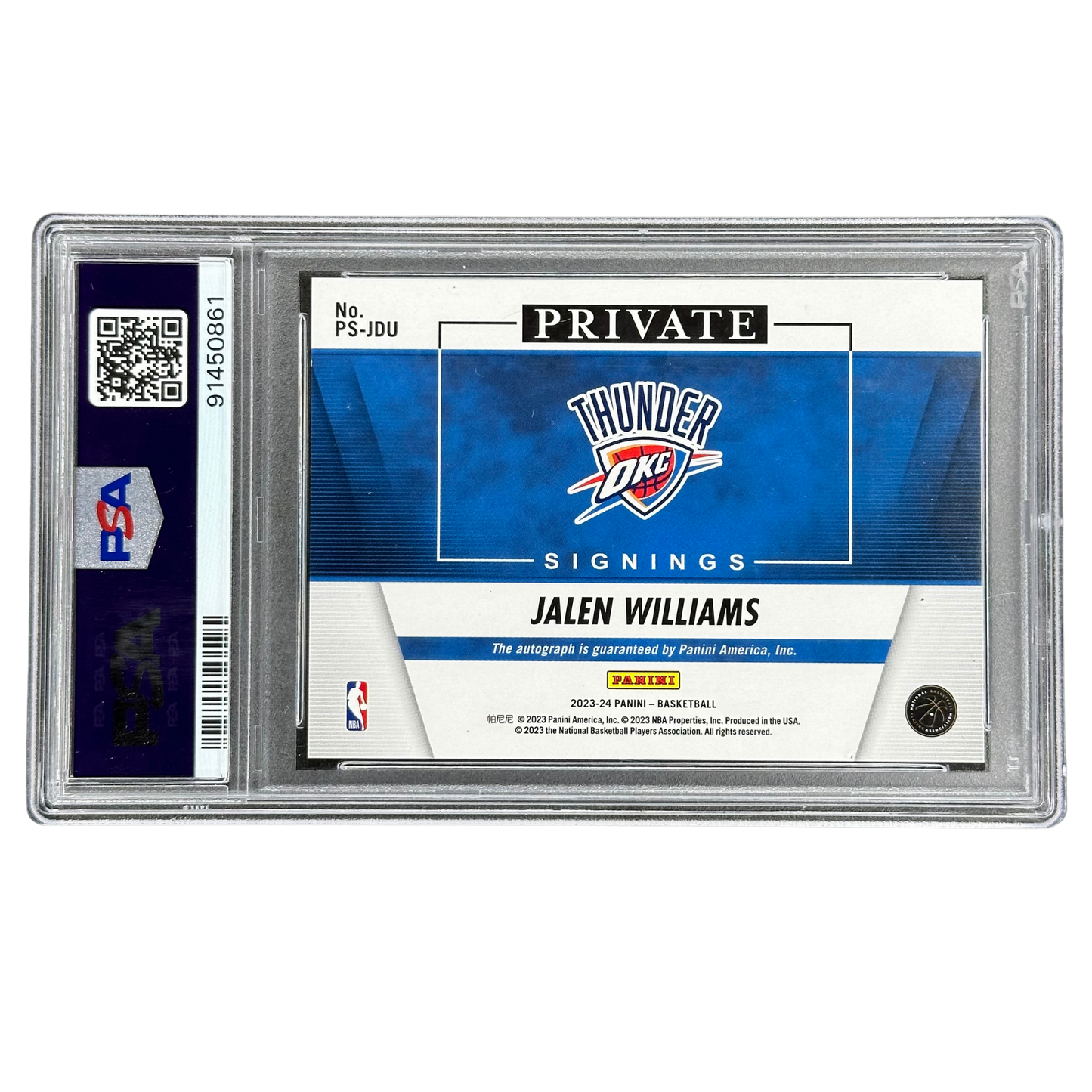 Jalen Williams 2023 Court Kings Private Signings Auto PSA 10 #PSJDU