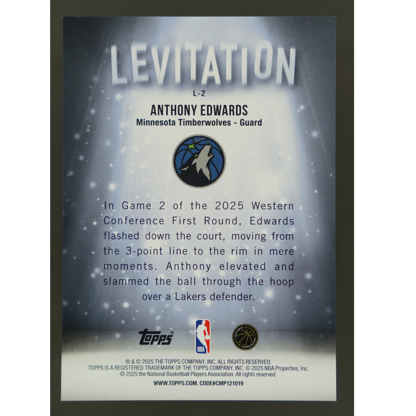 Anthony Edwards 2025 Chrome Levitation 18/50 #L-2