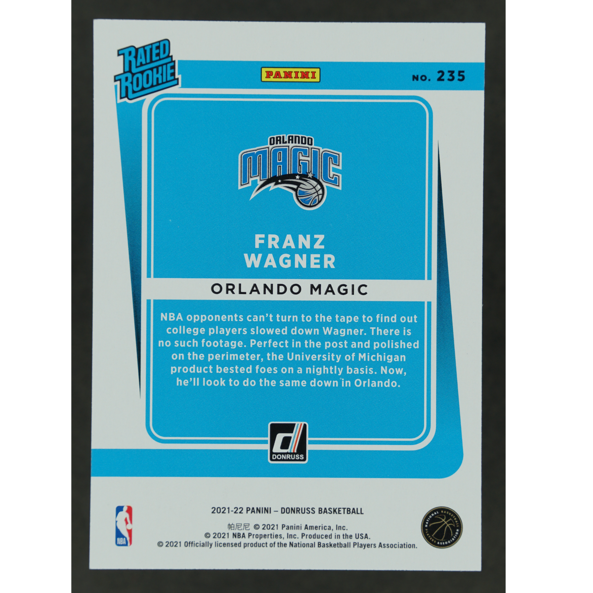 Franz Wagner 2021 Donruss Dragon RC #235