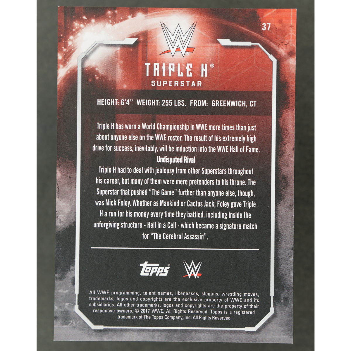 Triple H 2017 Topps Superstar 8/10 #37