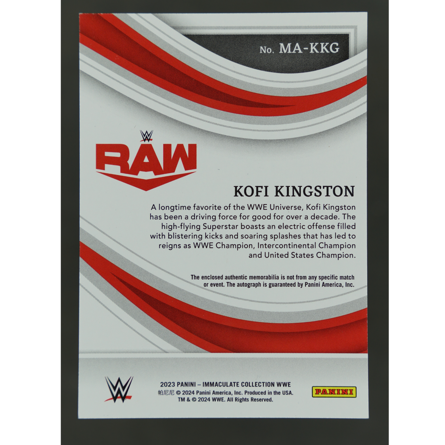 Kofi Kingston 2023 Immaculate Memorabilia Auto 45/99 #MA-KKG
