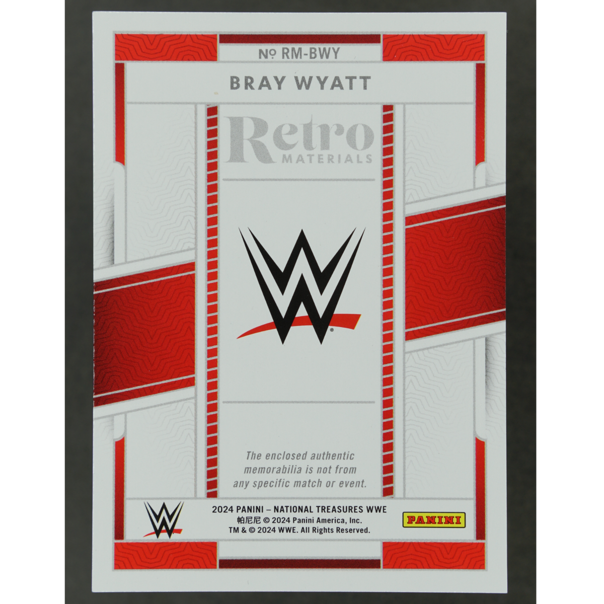 Bray Wyatt 2024 National Treasures 18/25 Retro Materials #RM-BWY