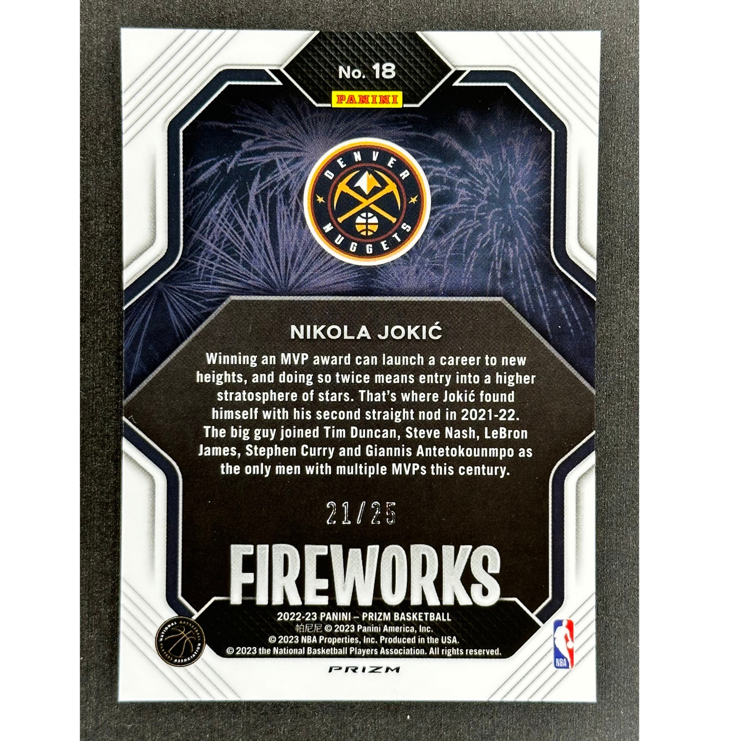 Nikola Jokic 2022 Prizm Fireworks Mojo 21/25 #18