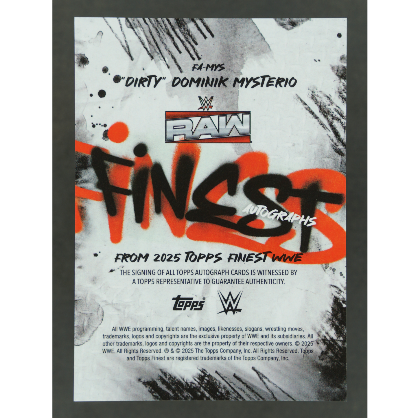"Dirty" Dominik Mysterio 2025 Finest Autographs 9/25 #FA-MYS