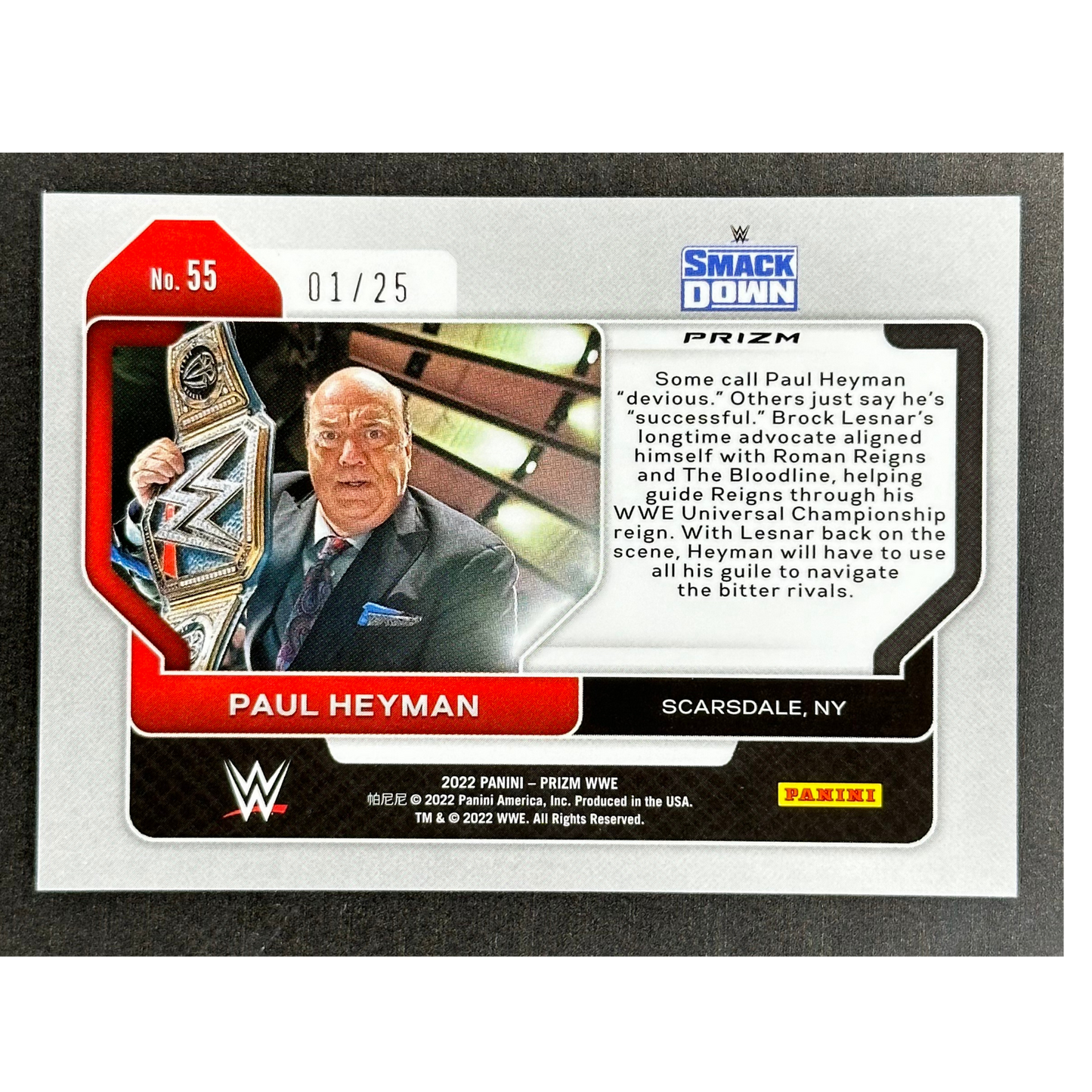 Paul Heyman 2022 Prizm 1/25 #55