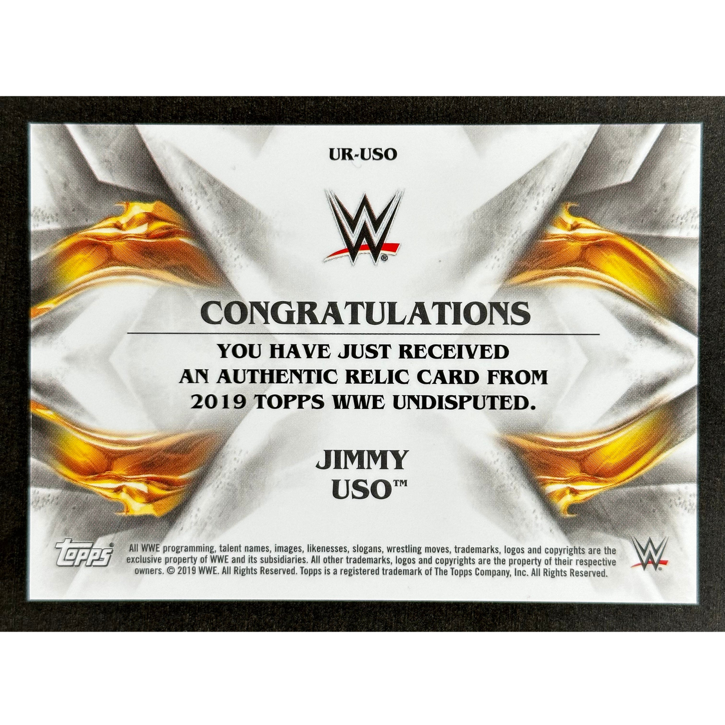 Jimmy Uso 2019 Undisputed Relic 67/99 #UR-USO