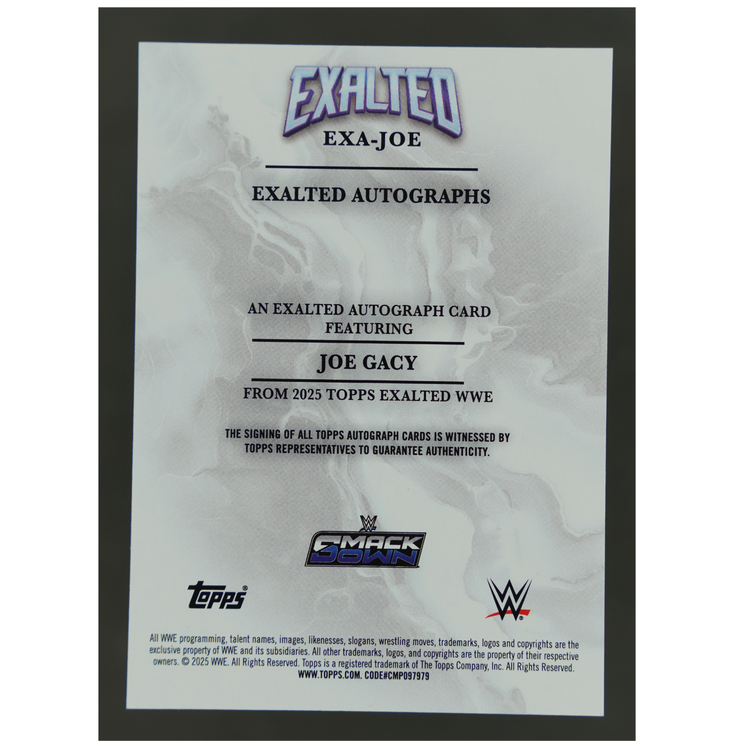 Joe Gacy 2025 Exalted Auto #EXA-JOE