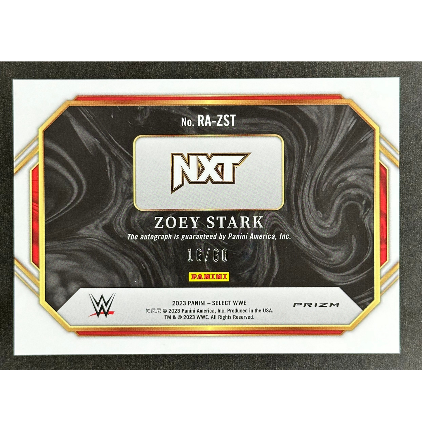 Zoey Stark 2023 Select Ringside Action Signatures Auto 16/60 #RA-ZST