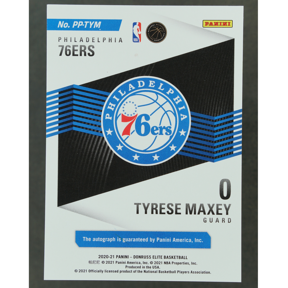 Tyrese Maxey 2020-21 Elite Pen Pals RC Auto 25/99 #PP-TYM