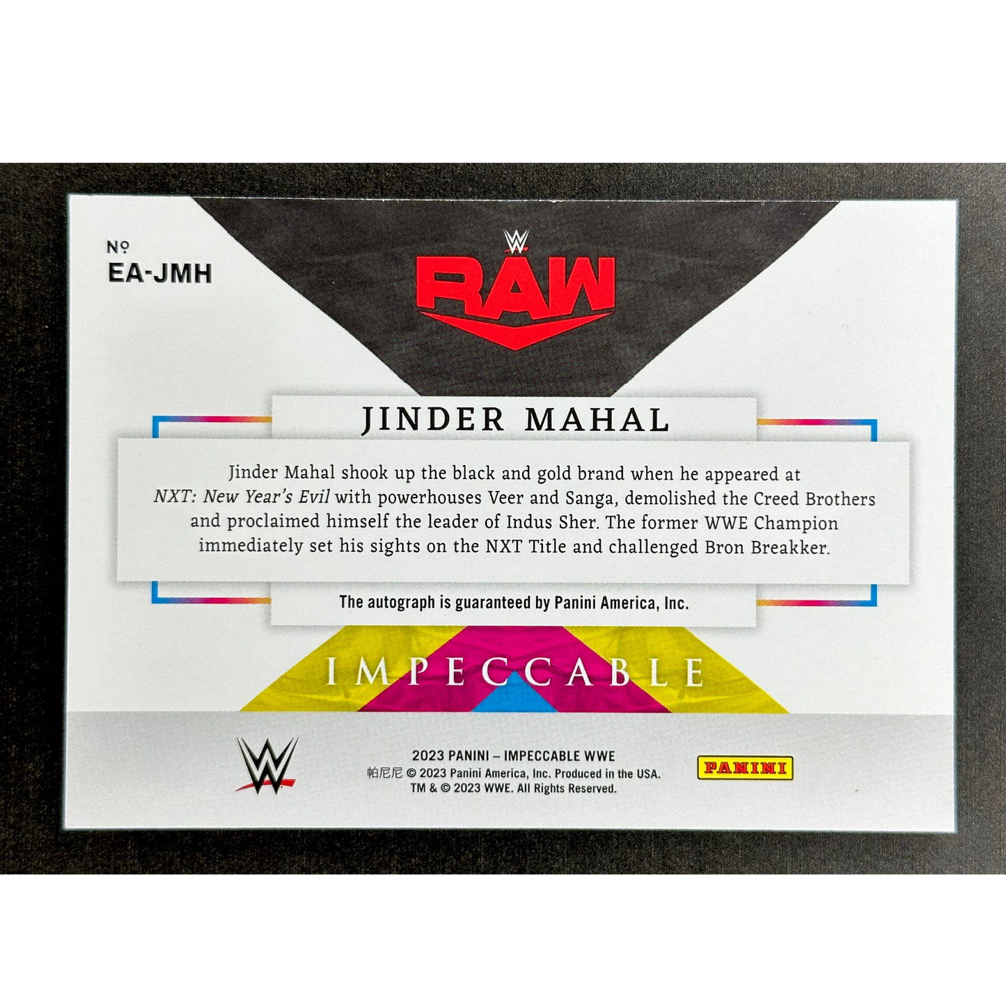 Jinder Mahal 2023 Impeccable Extravagance Auto 52/75 #EA-JMH