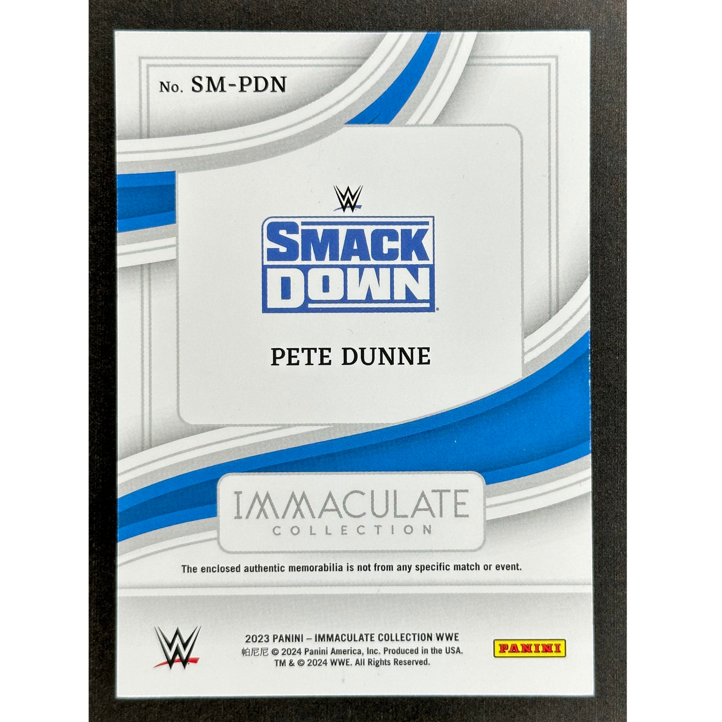 Pete Dunne 2023 Immaculate Swatches Memorabilia 15/35 #SM-PDN