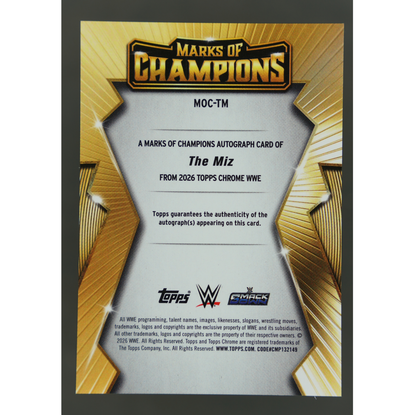 The Miz 2026 Chrome Marks of Champions Auto 23/25 #MOC-TM
