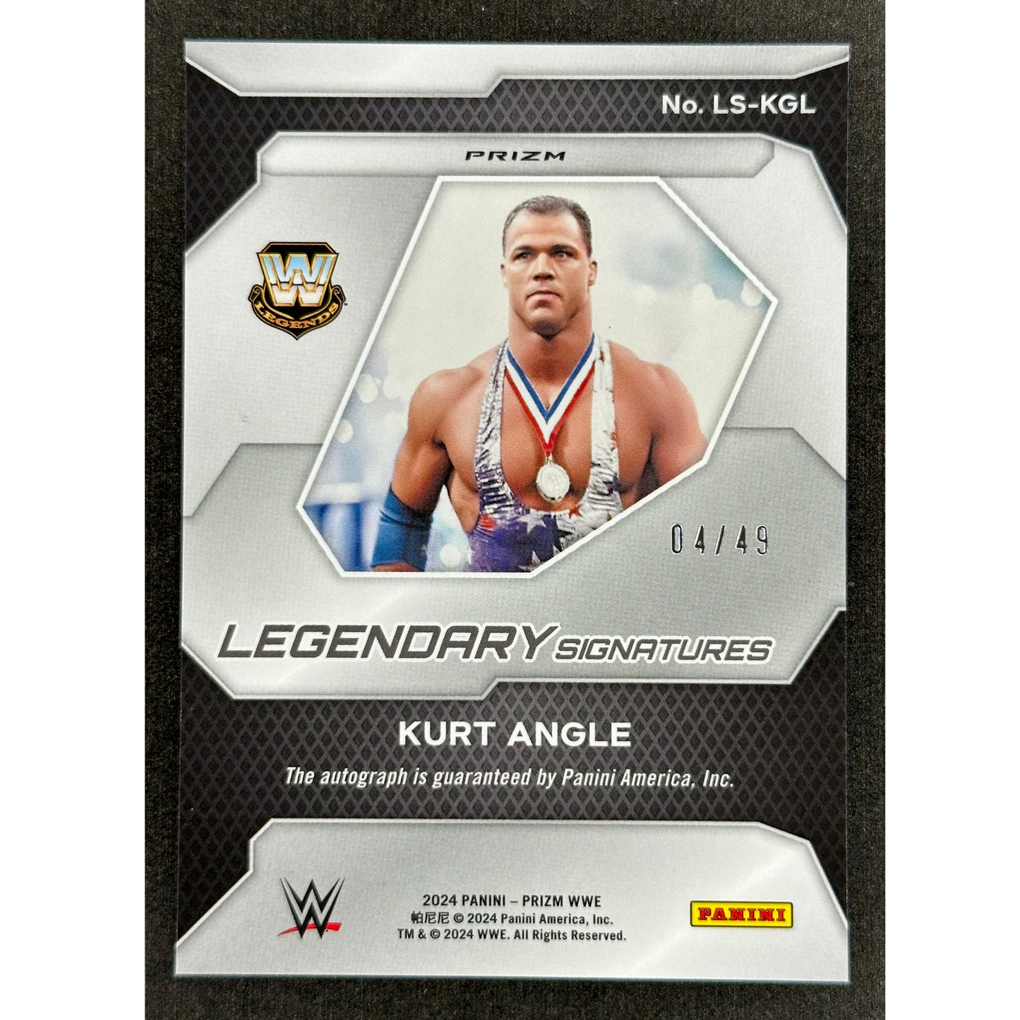 Kurt Angle 2024 Prizm Legendary Signatures Auto Blue 4/49 #LS-KGL