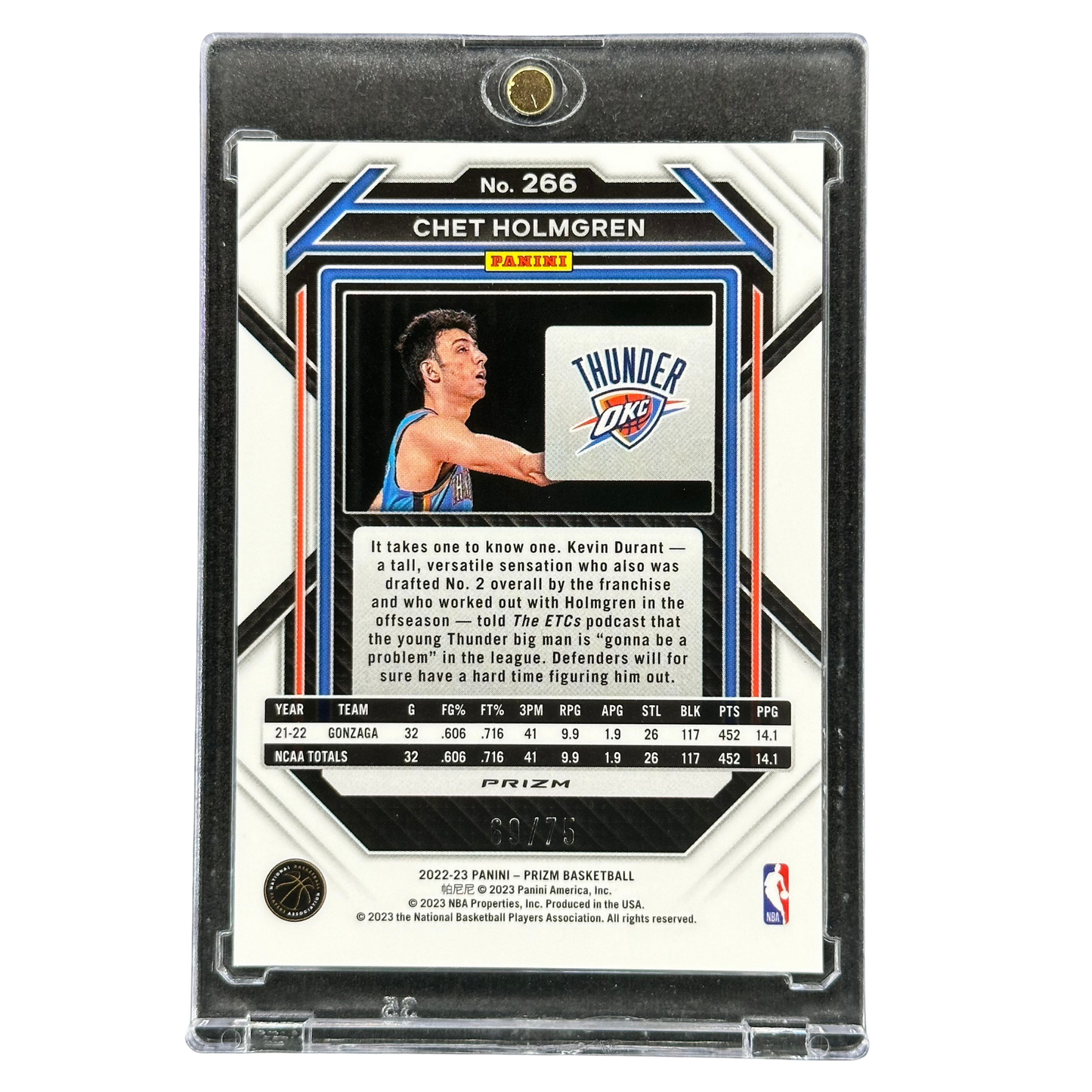 Chet Holmgren 2022 Prizm Red Power RC 69/75 #266