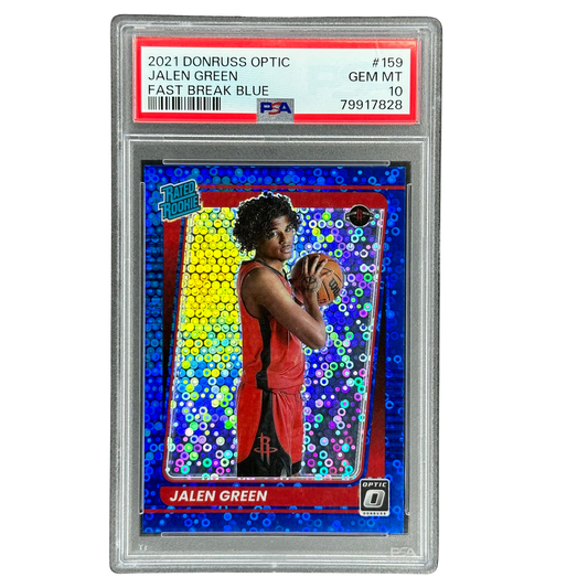 Jalen Green 2021 Optic Fast Break Blue RC Rookie Card 34/50 PSA 10 #159
