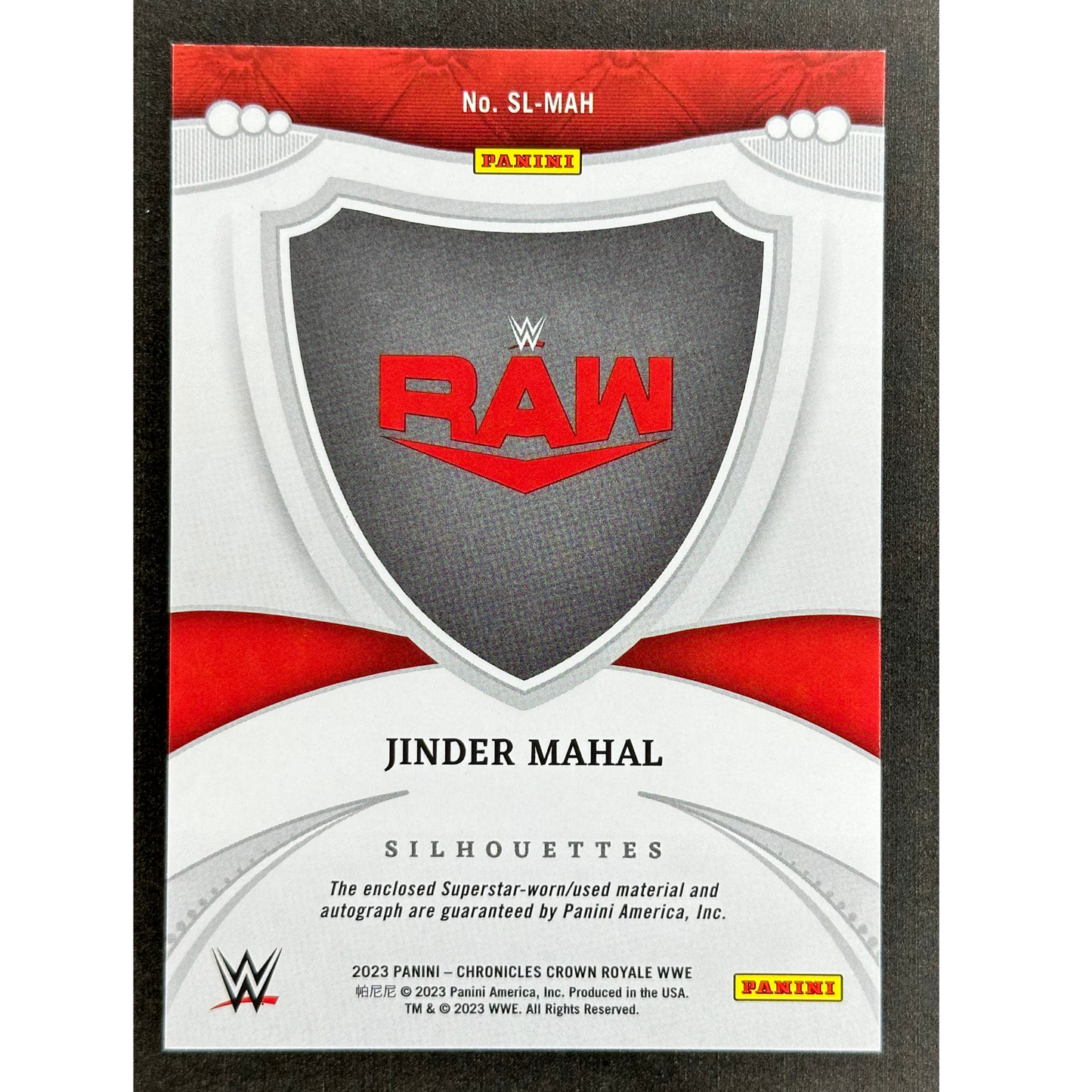 Jinder Mahal 2023 Crown Royale 36/99 Memorabilia Auto #SL-MAH