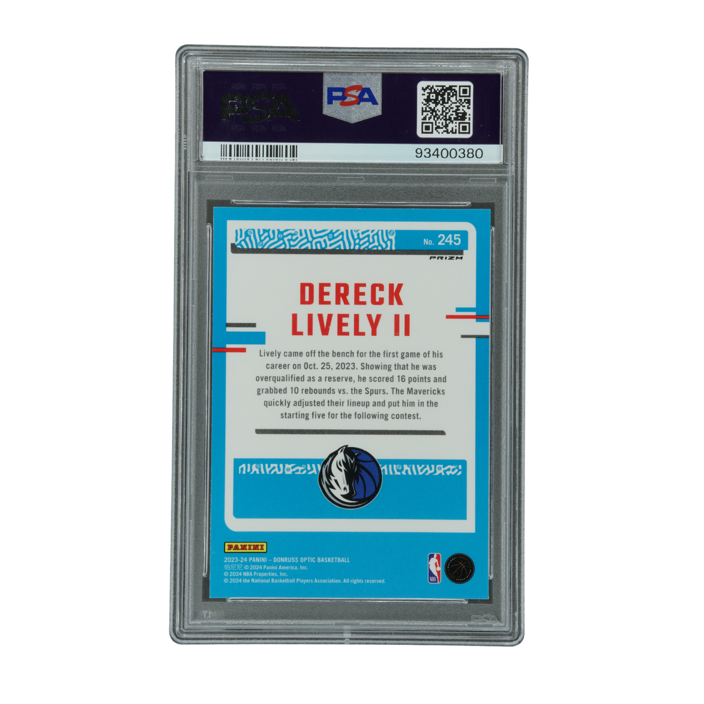 Dereck Lively II 2023 Optic RC Jazz PSA 10 #245