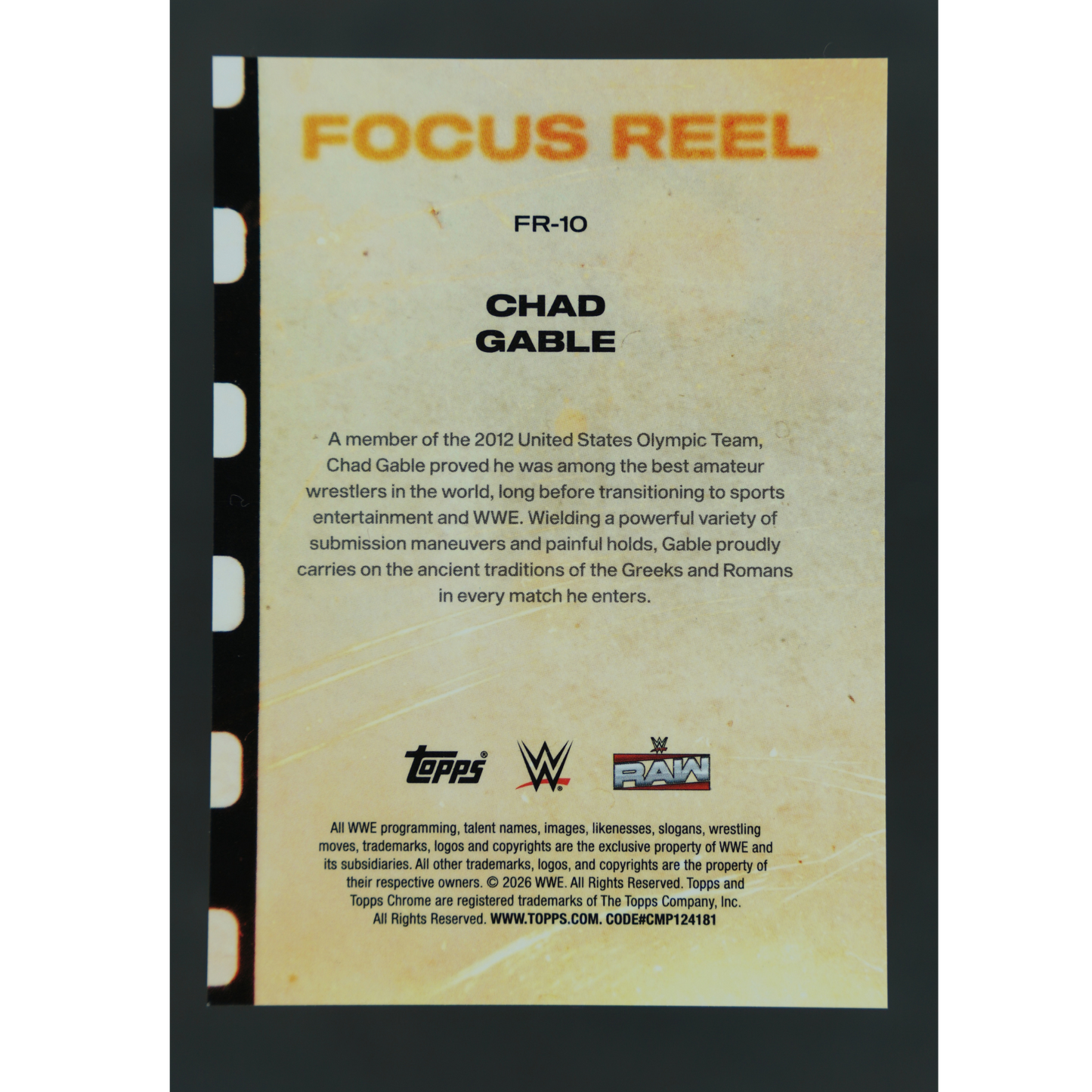 Chad Gable 2026 Chrome Focus Reel Black 6/10 #FR-10