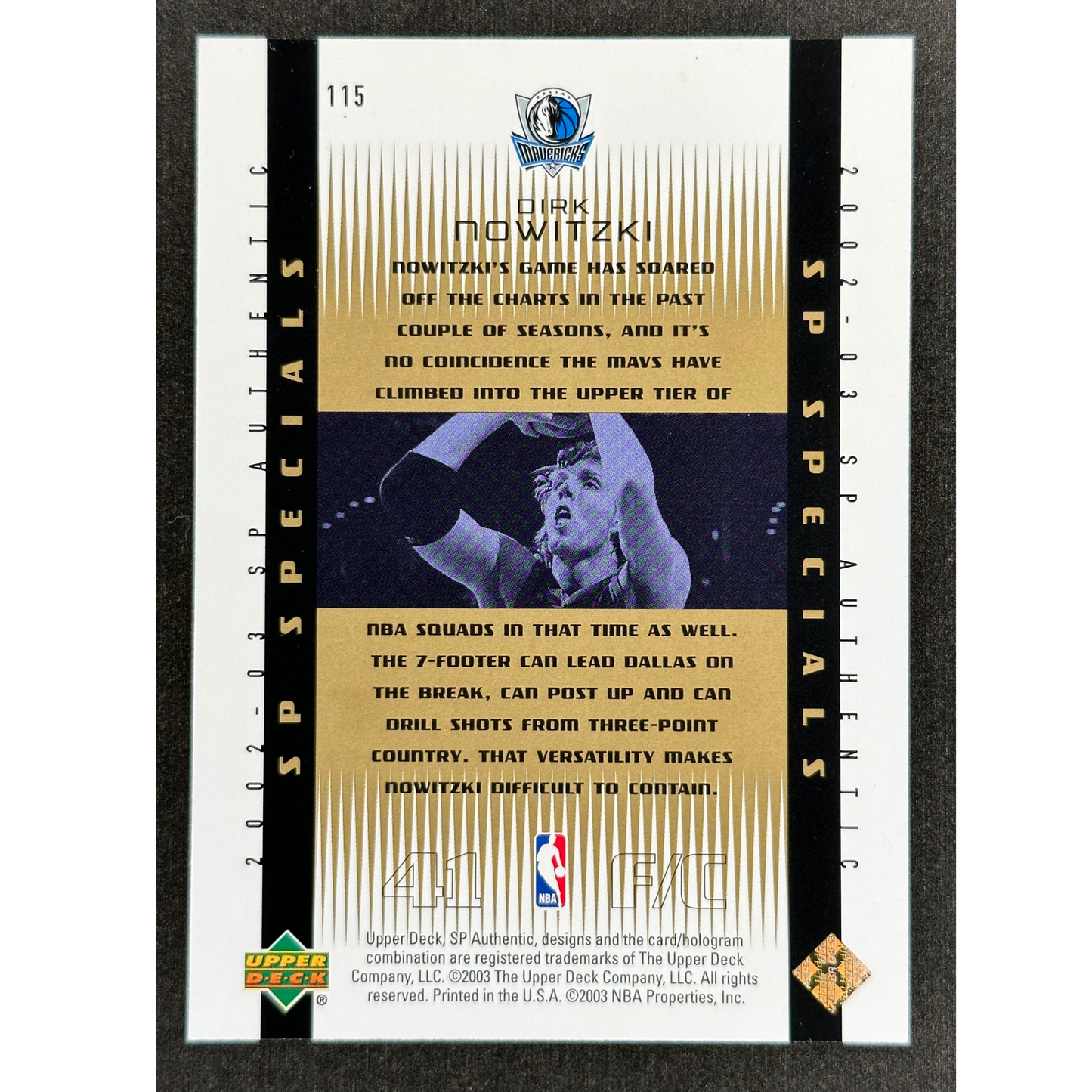 Dirk Nowitzki 2003 Upper Deck SP Specials 56/100 #115