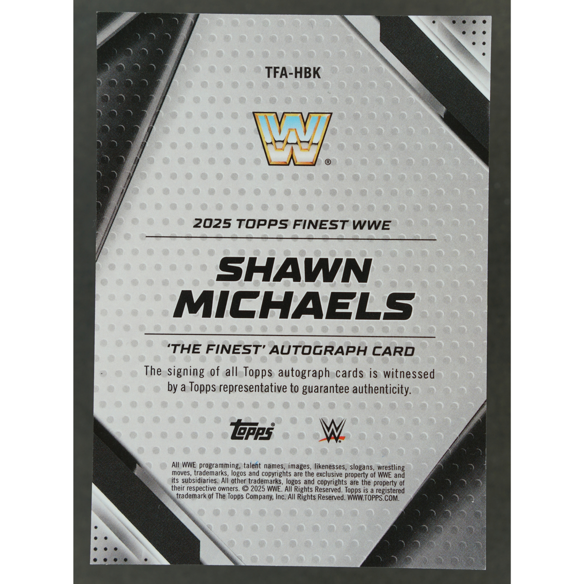 Shawn Michaels 2025 Finest The Finest Auto 5/5 #TFA-HBK