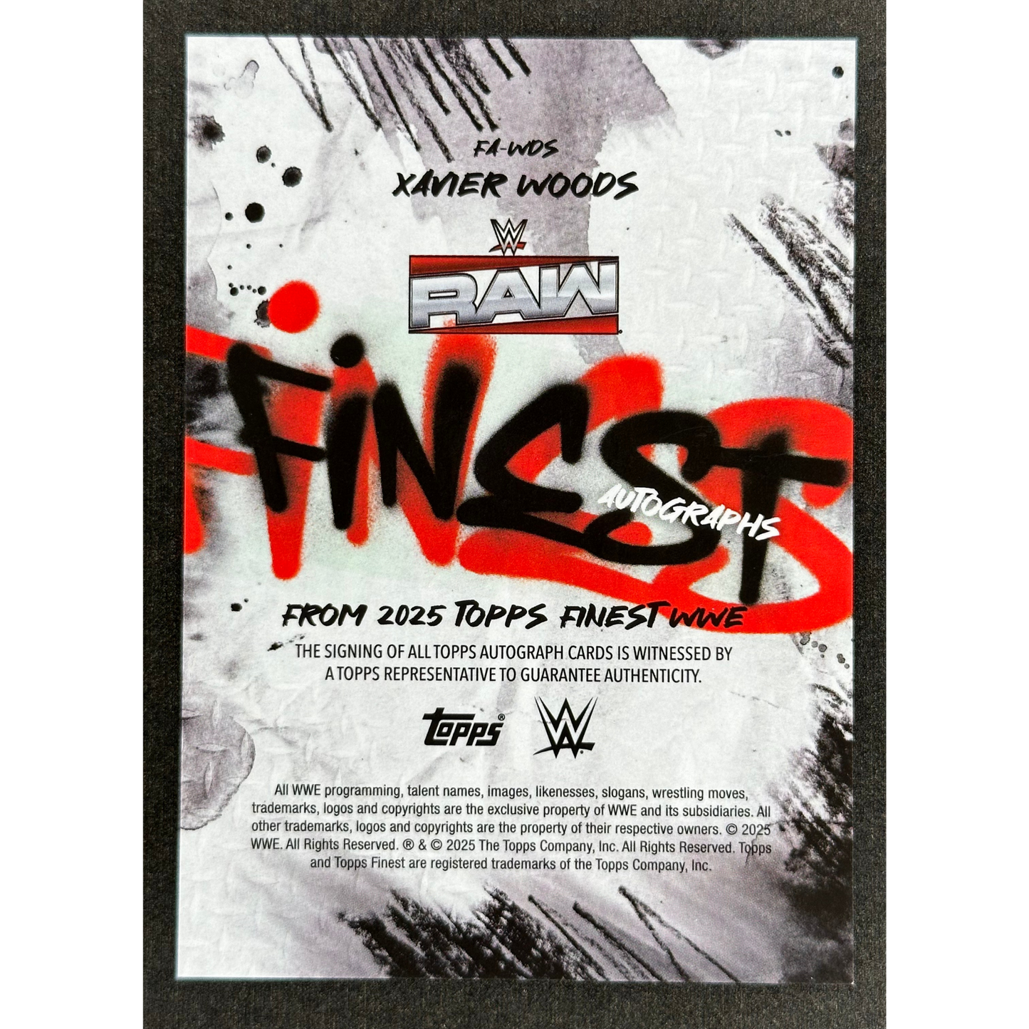 Xavier Woods 2025 Finest Auto #FA-WDS