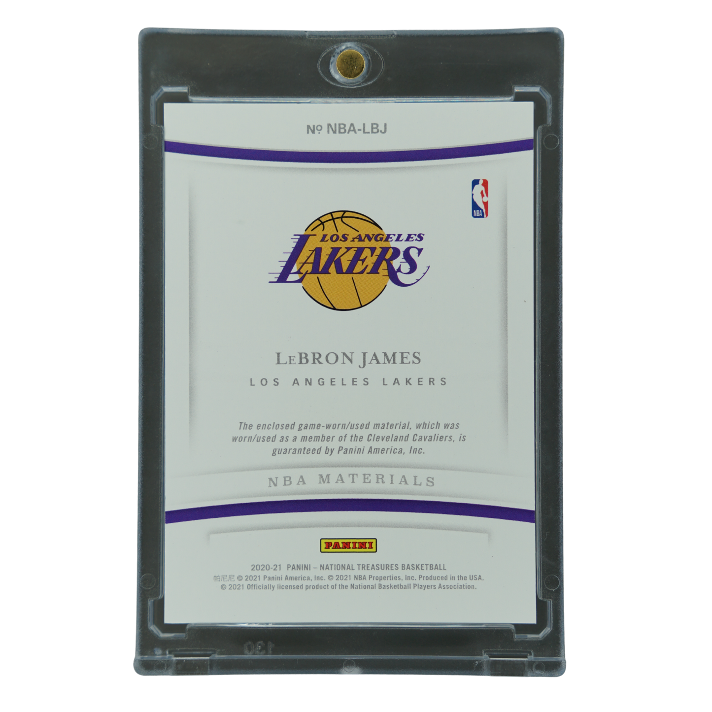 Lebron James 2020 National Treasures NBA Materials Jersey 45/99 #NBA-LBJ