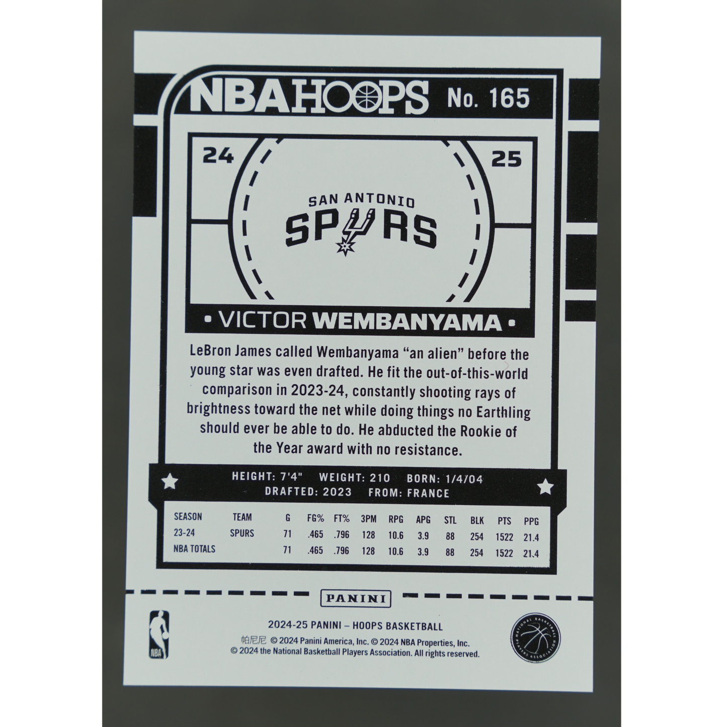 Victor Wembanyama 2024 Hoops Silver 144/199 #165
