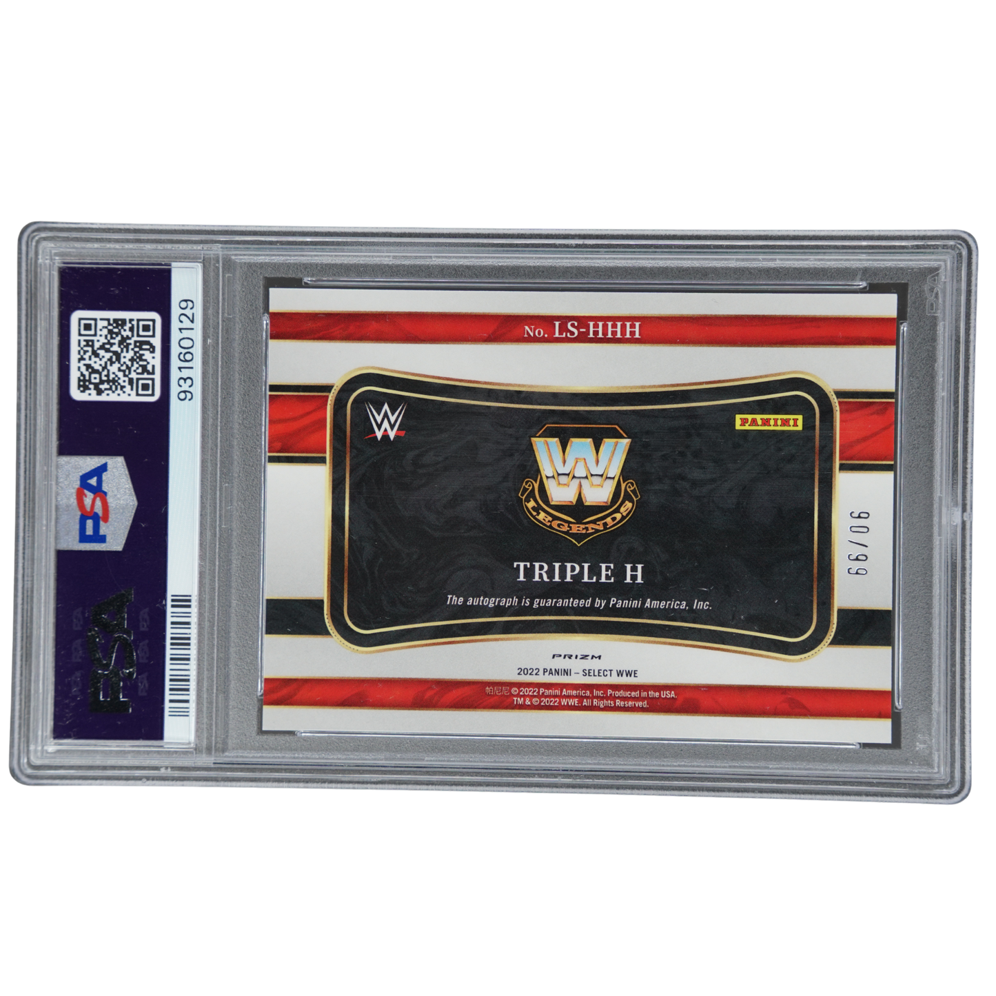 Triple H 2022 Select Legendary Signatures Red 90/99 PSA 10 #LSHHH