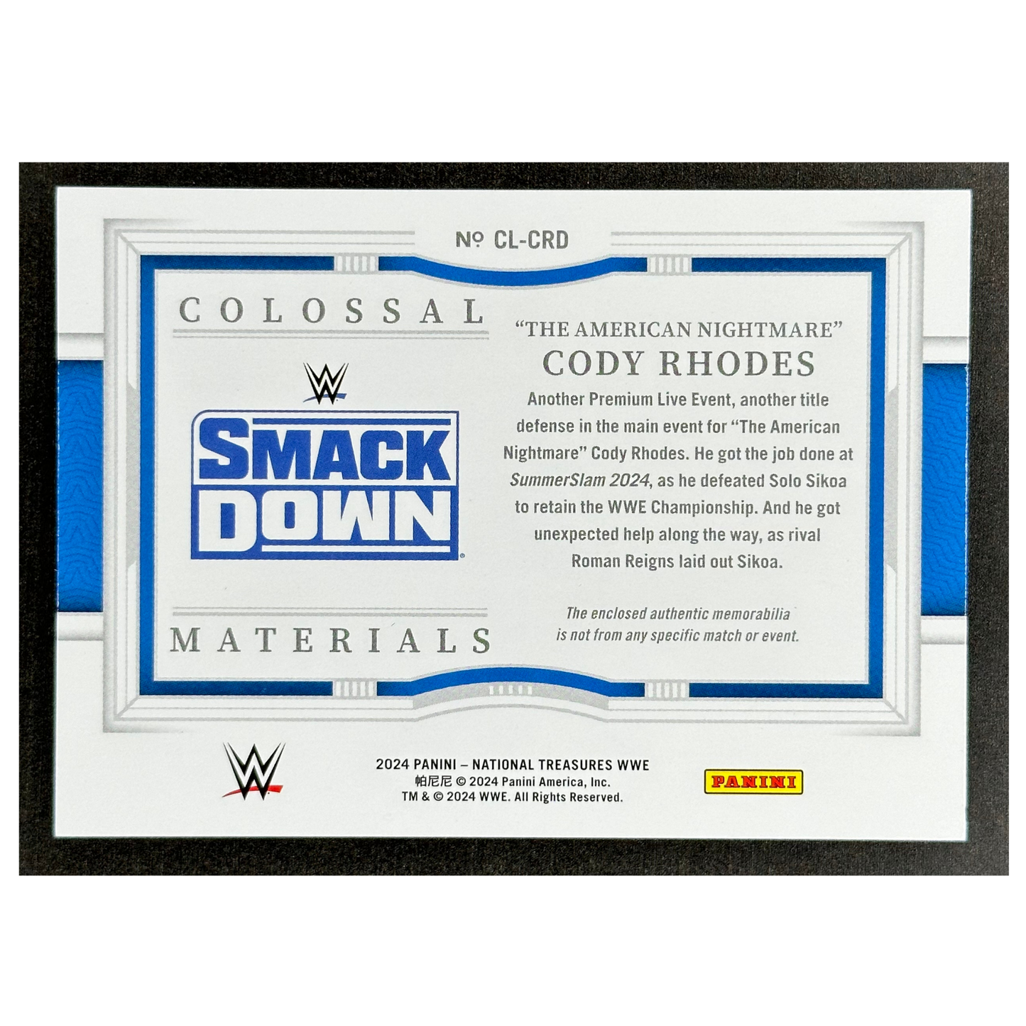 „The American Nightmare“ Cody Rhodes 2024 National Treasures Colossal 5/10 #CL-CRD