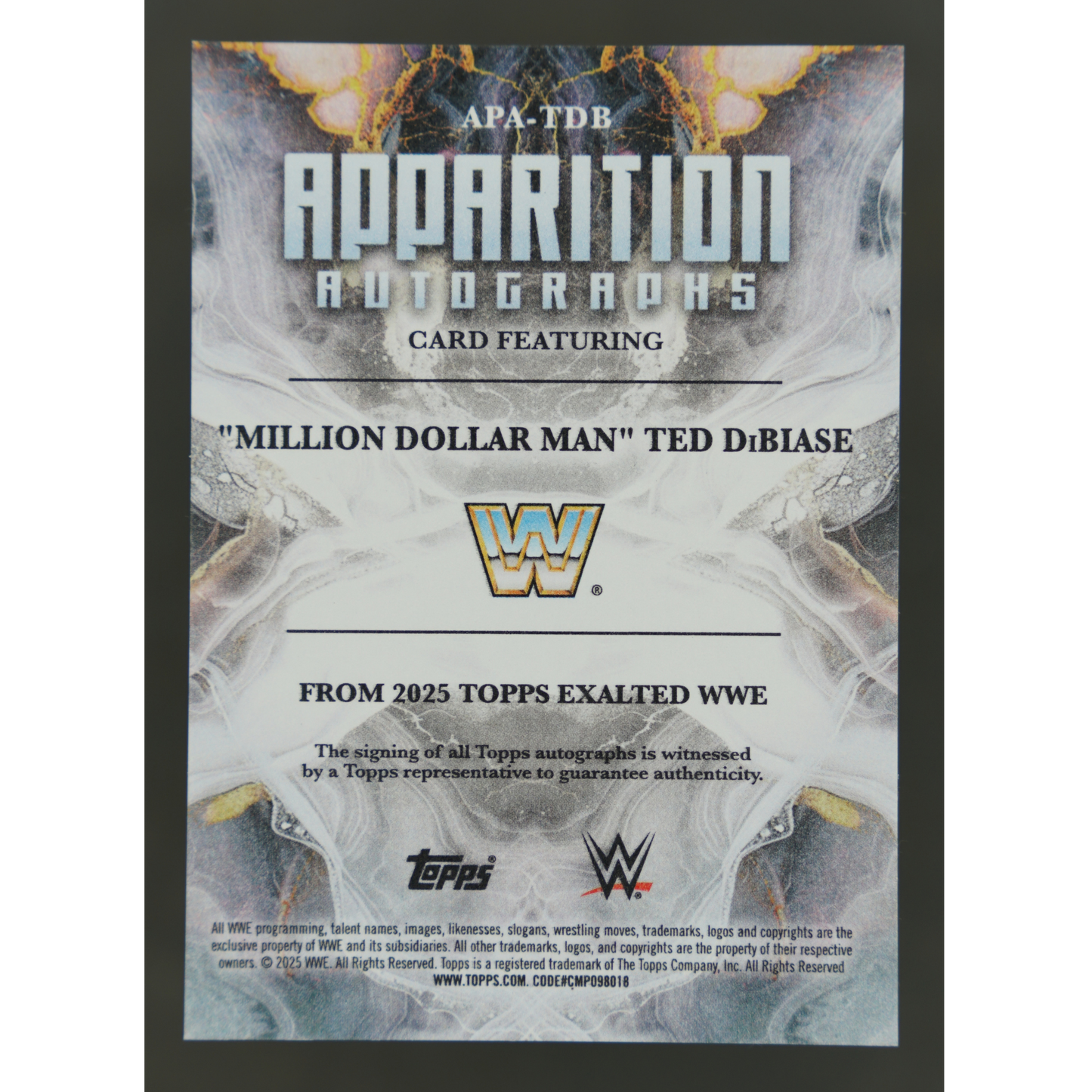 "Million Dollar Man" Ted DiBiase 2025 Exalted Apparition Auto 9/25 #APA-TDB