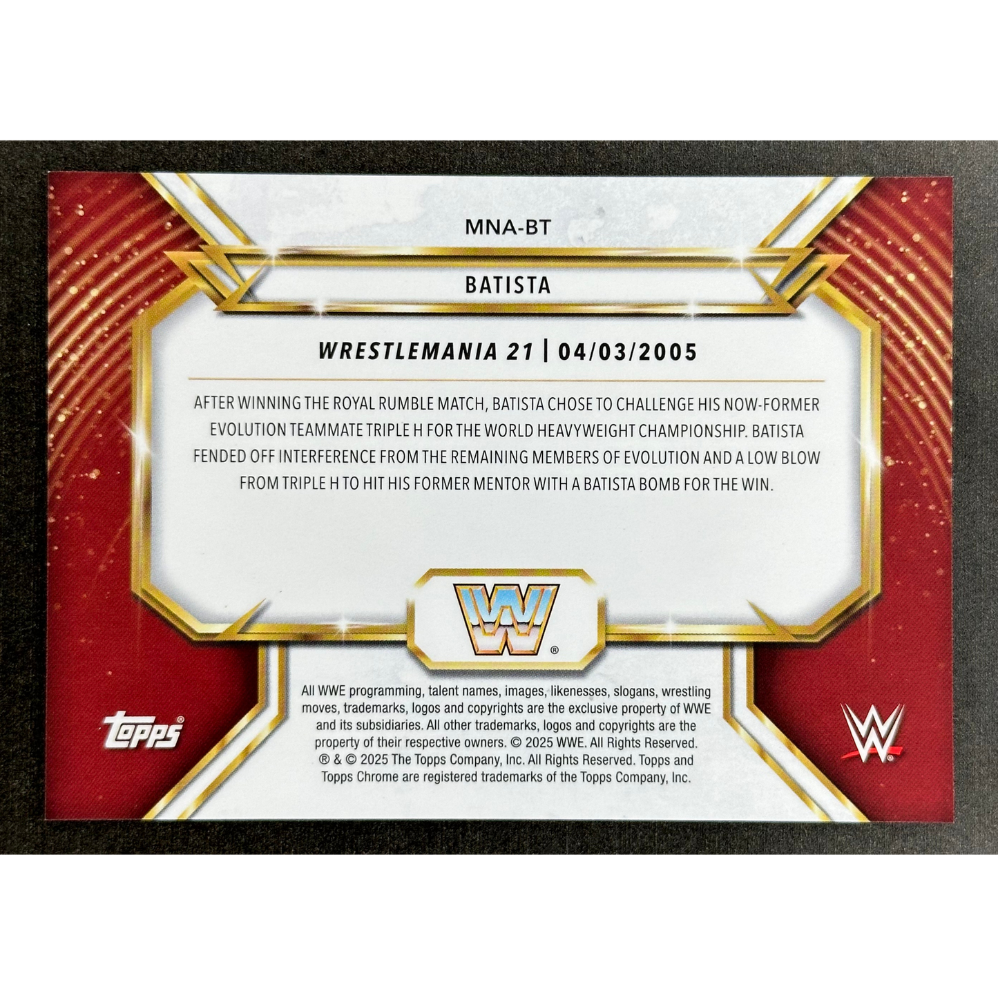 Batista 2025 Chrome Wrestlemania #MNA-BT