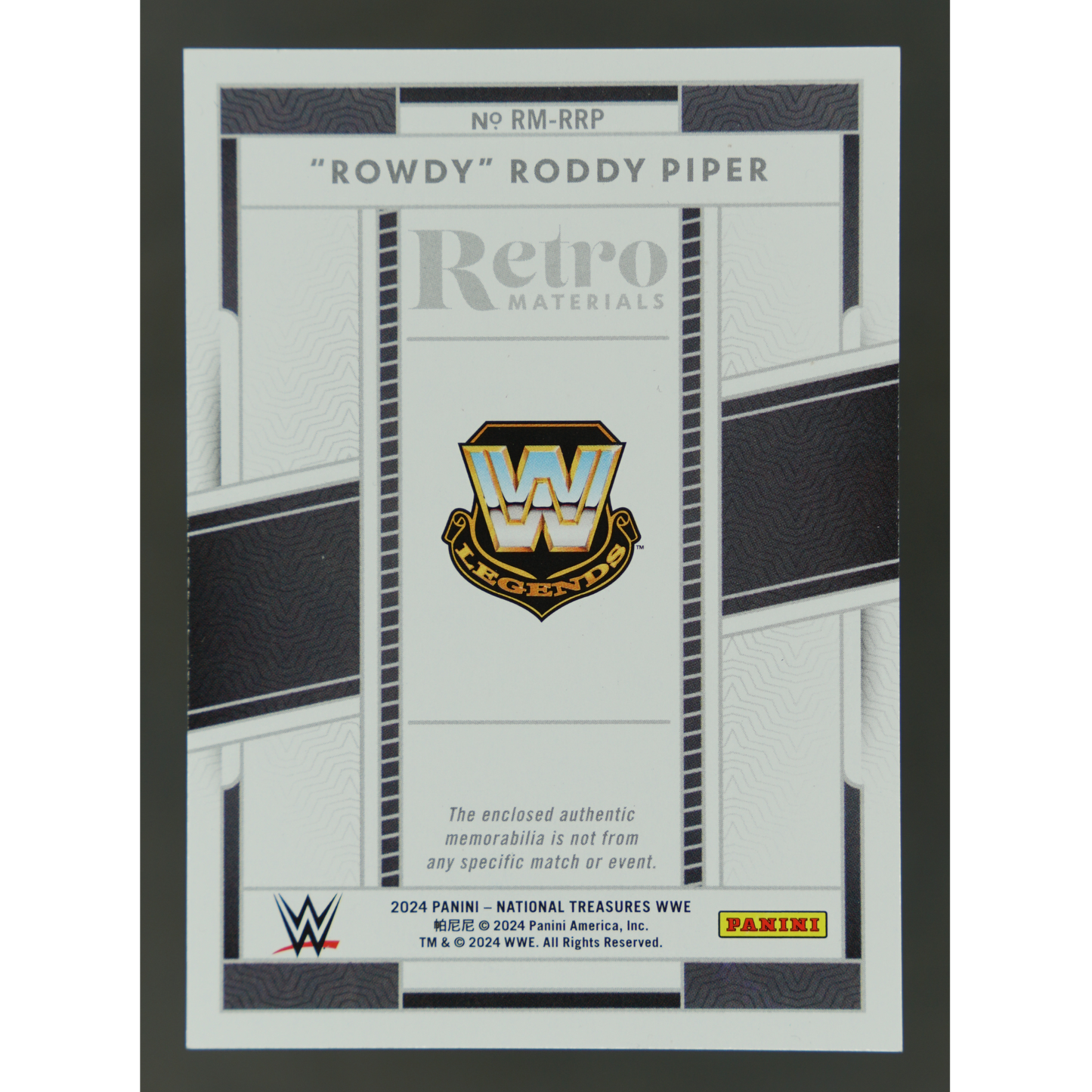 "Rowdy" Roddy Piper 2024 National Treasures Retro Materials Memorabilia 19/25 #RM-RRP