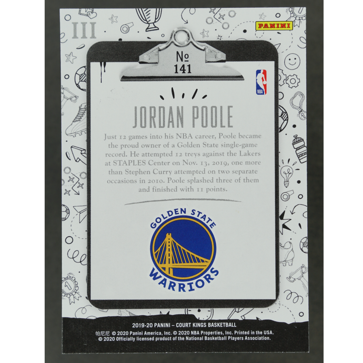 Jordan Poole 2019 Court Kings Rookie Level III #141