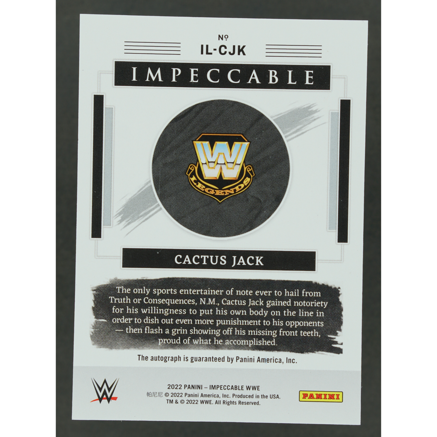 Cactus Jack 2022 Impeccable Illustrious Ink Auto 65/99 #IL-CJK