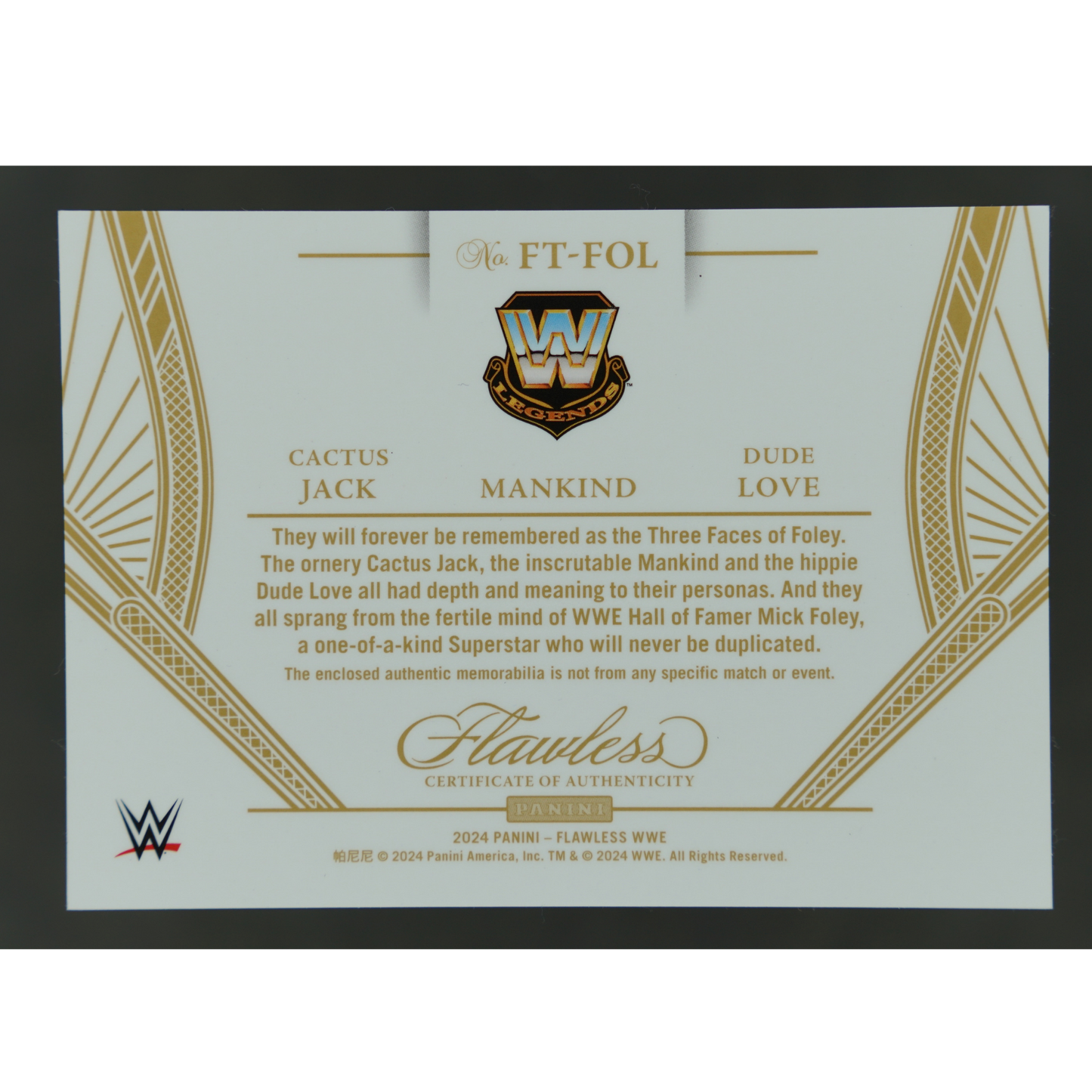 Cactus Jack, Mankind, Dude Love 2024 Flawless Memorabilia 6/8 #FT-FOL